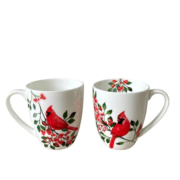 MIKASA Cardinal Leaves Porcelain Coffee Mugs 12oz Set of 4 NEW - Picture 4 of 10